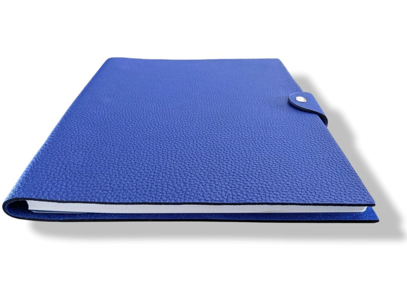Hermes [94] Bleu de Prusse Togo Calfskin ULYSSE GM NoteBook Cover + Lined  Paper Refill Box!