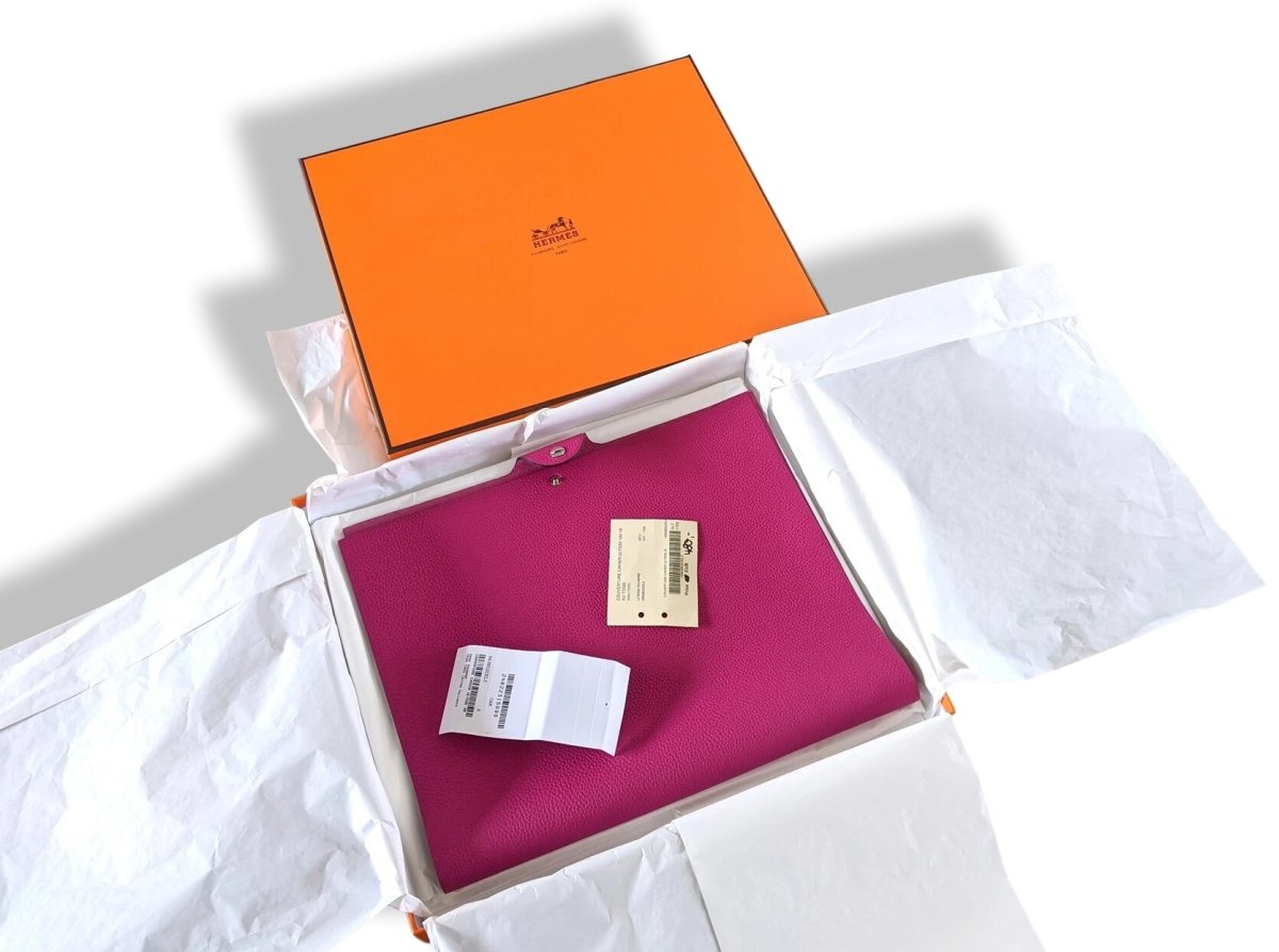 Hermes [93] Rose Pourpre Togo Calfskin ULYSSE GM NoteBook Cover, NWTIB! - poupishop