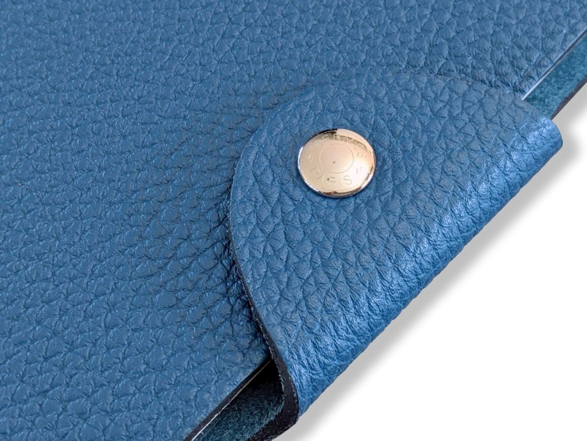 Hermes [94] Bleu de Prusse Togo Calfskin ULYSSE GM NoteBook Cover + Lined Paper Refill, Box! - poupishop