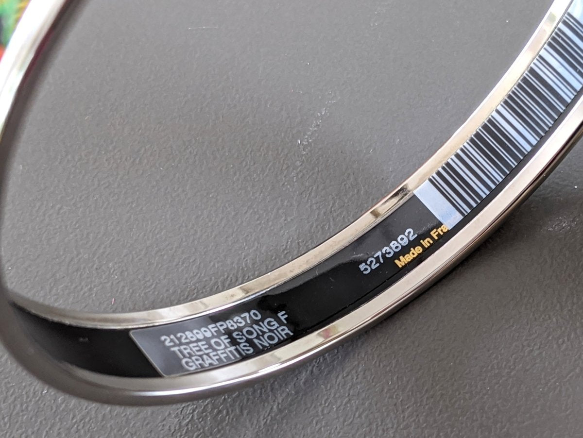 Hermes [95] Graffitis/Black/Silver Palladium Printed Enamel TREE OF SONG Bangle Bracelet Sz70, BNIB! - poupishop