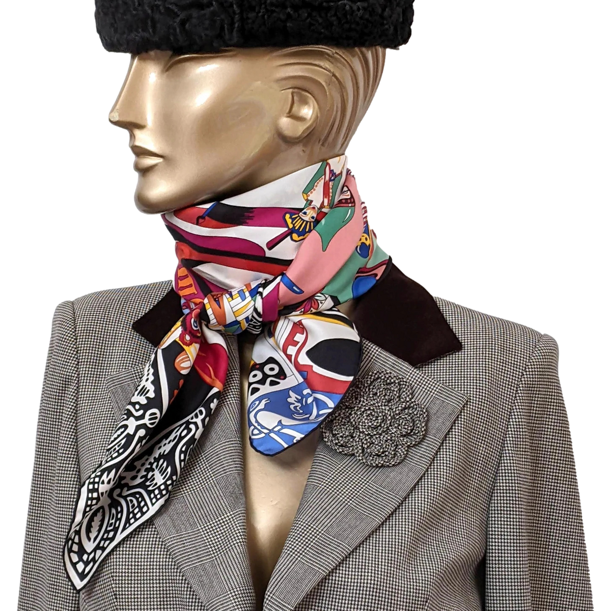 Hermes 2009 Noir/Multi "Zabavushka" by Eugenia Miroshnichenko Twill 90cm