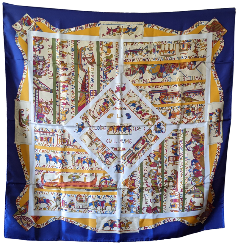 HERMES 1991 A LA GLOIRE DE GUILLAUME Twill Silk Scarf 90 