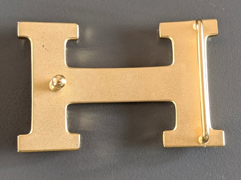 Hermes [A] Plated Gold Calandre STRIEE Buckle H 32mm, New in Pochette! - poupishop