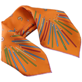 Hermes Orange/Vert/Mauve A VOS CRAYONS Twill Gavroche Pocket Scarf 45 cm