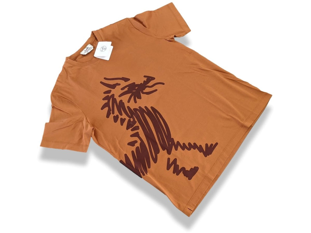 Hermes Abricot Dragon Crewneck T-Shirt Size M Pur luxe BNWT