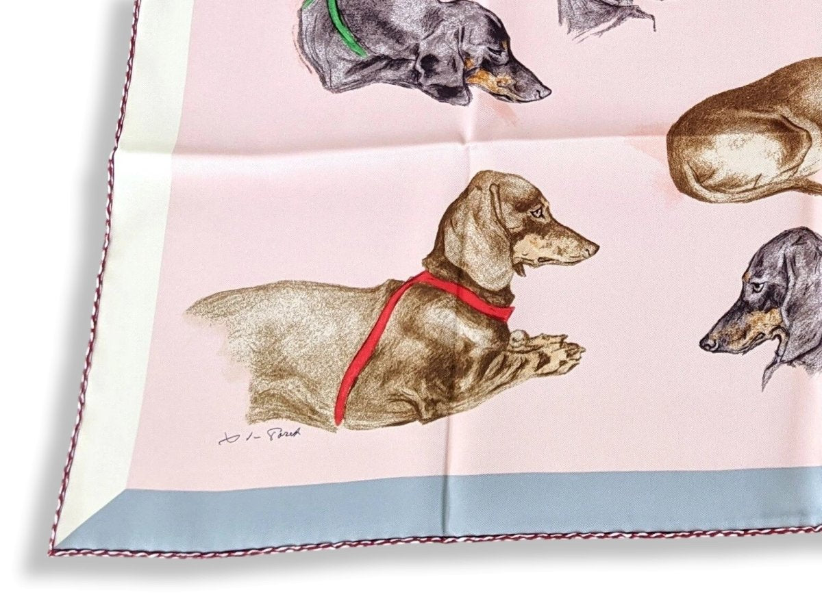 HERMES [AC1] Powder Pink/beige/Red LES BASSETS by Xavier de Poret 