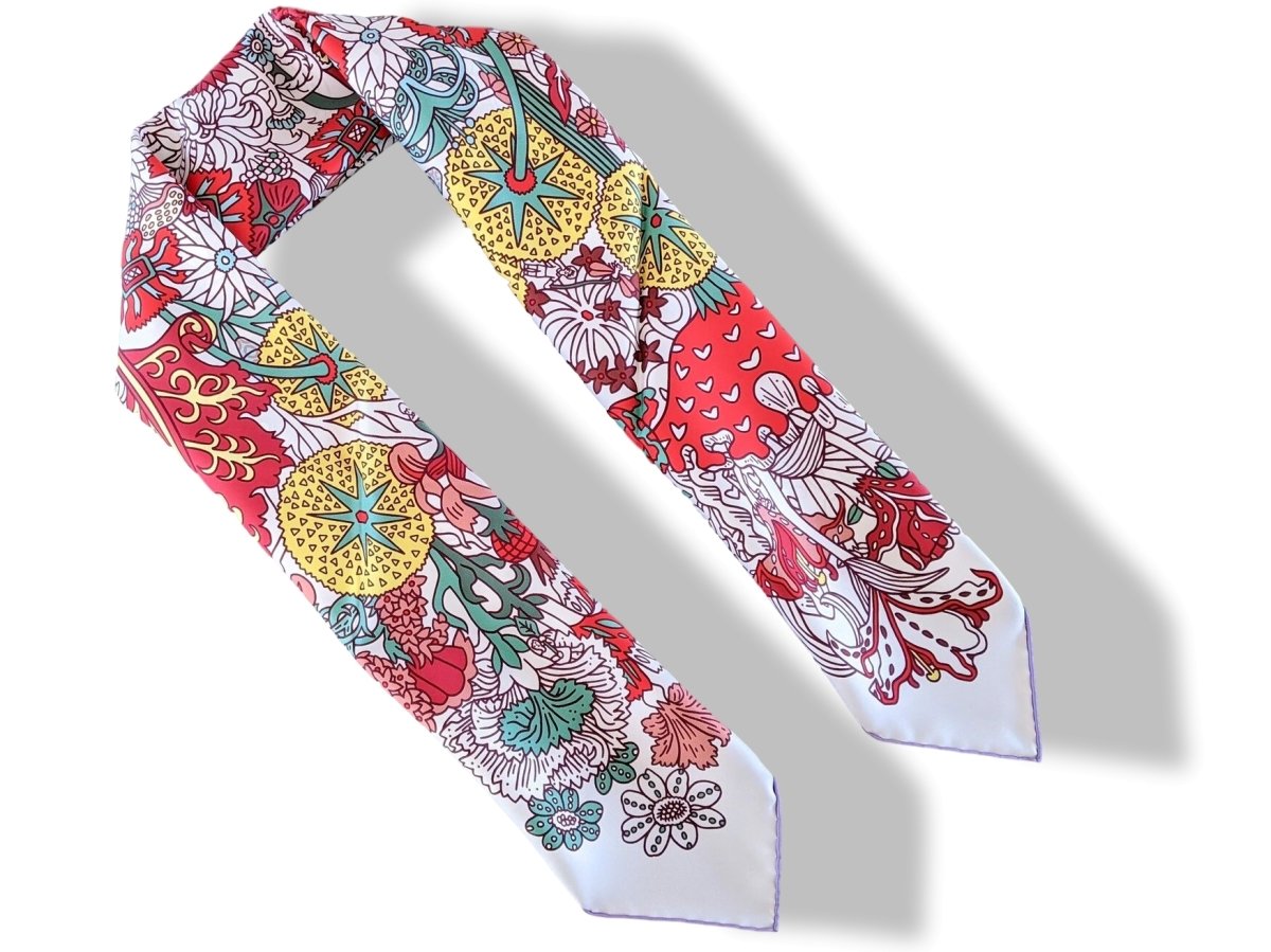 Hermes [AC3] 2018 White/Red/Green CACHE-CACHE FLEURI by Pierre Marie Twill Carre 90cm cm, BNWTIB! - poupishop