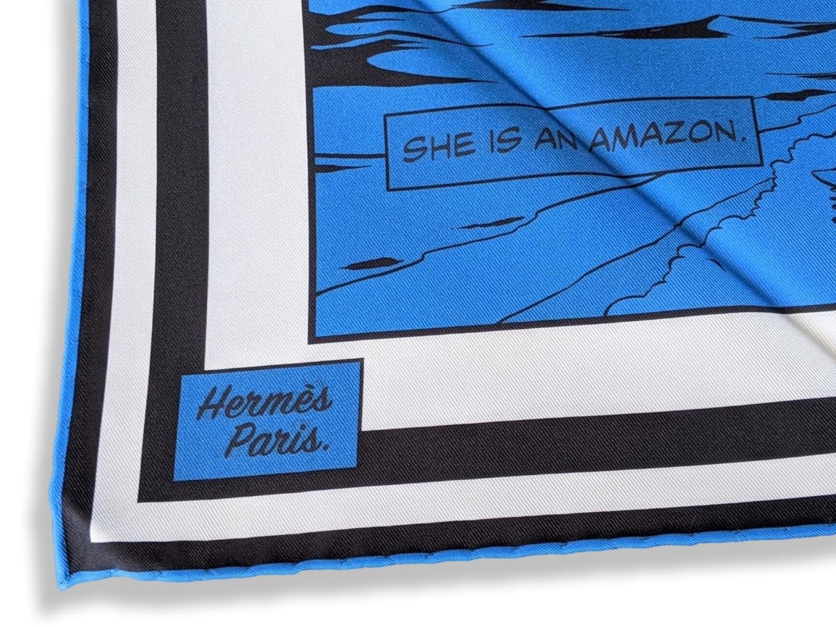 Hermes [AC9] Bleu/Vert/Bleu dur CARRE DOUBLE FACE WOW Twill Scarf 90cm, BNWTIB! - poupishop