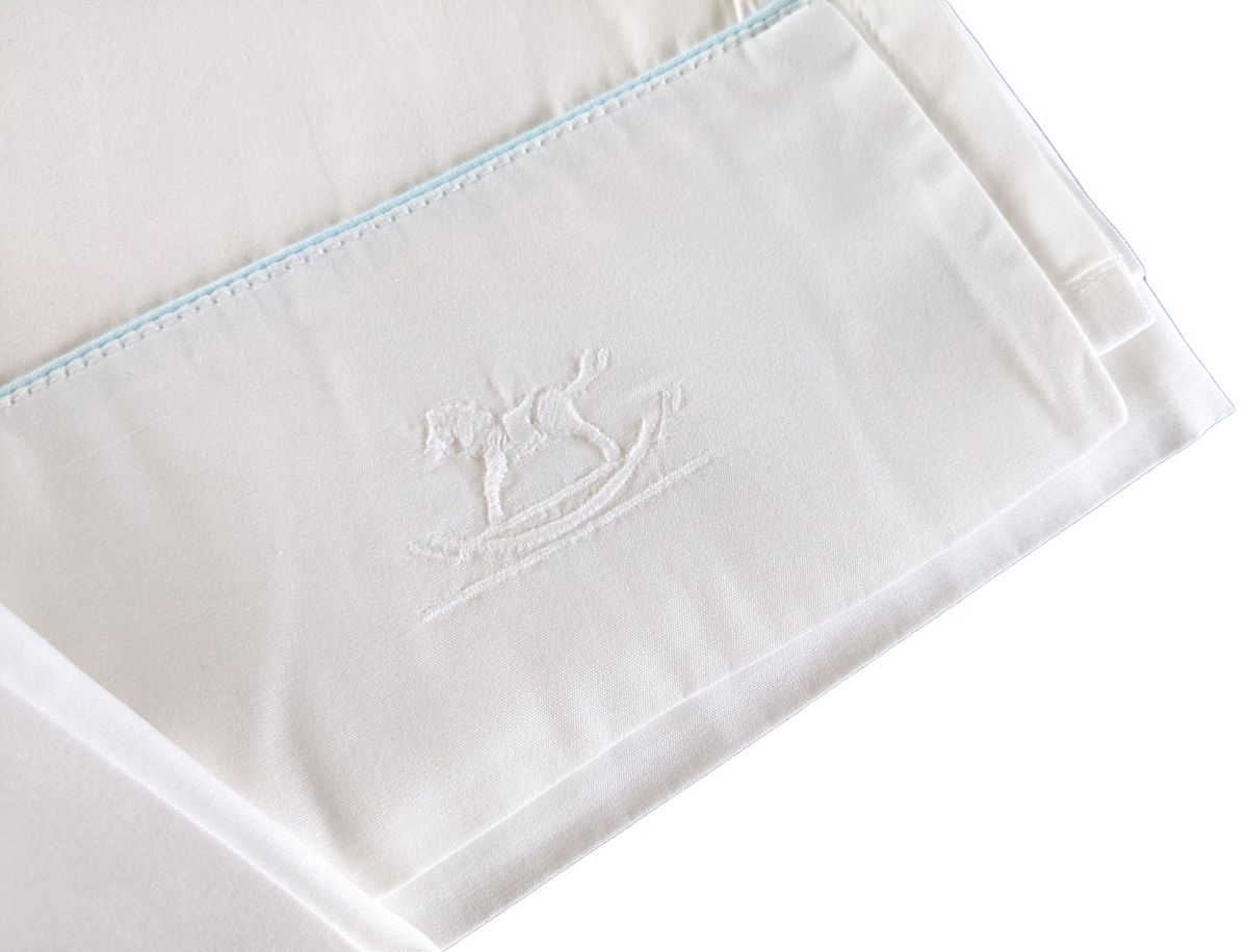 Hermes Blanc/Bleu Azur Trim Parure de Berceau " Adada " Crib Set