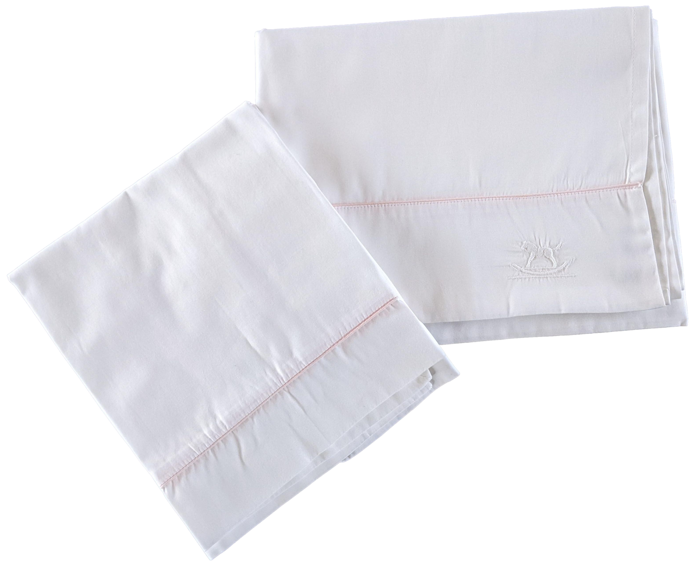 Hermes Blanc/Rose Trim Parure de Berceau " Adada " Crib Set