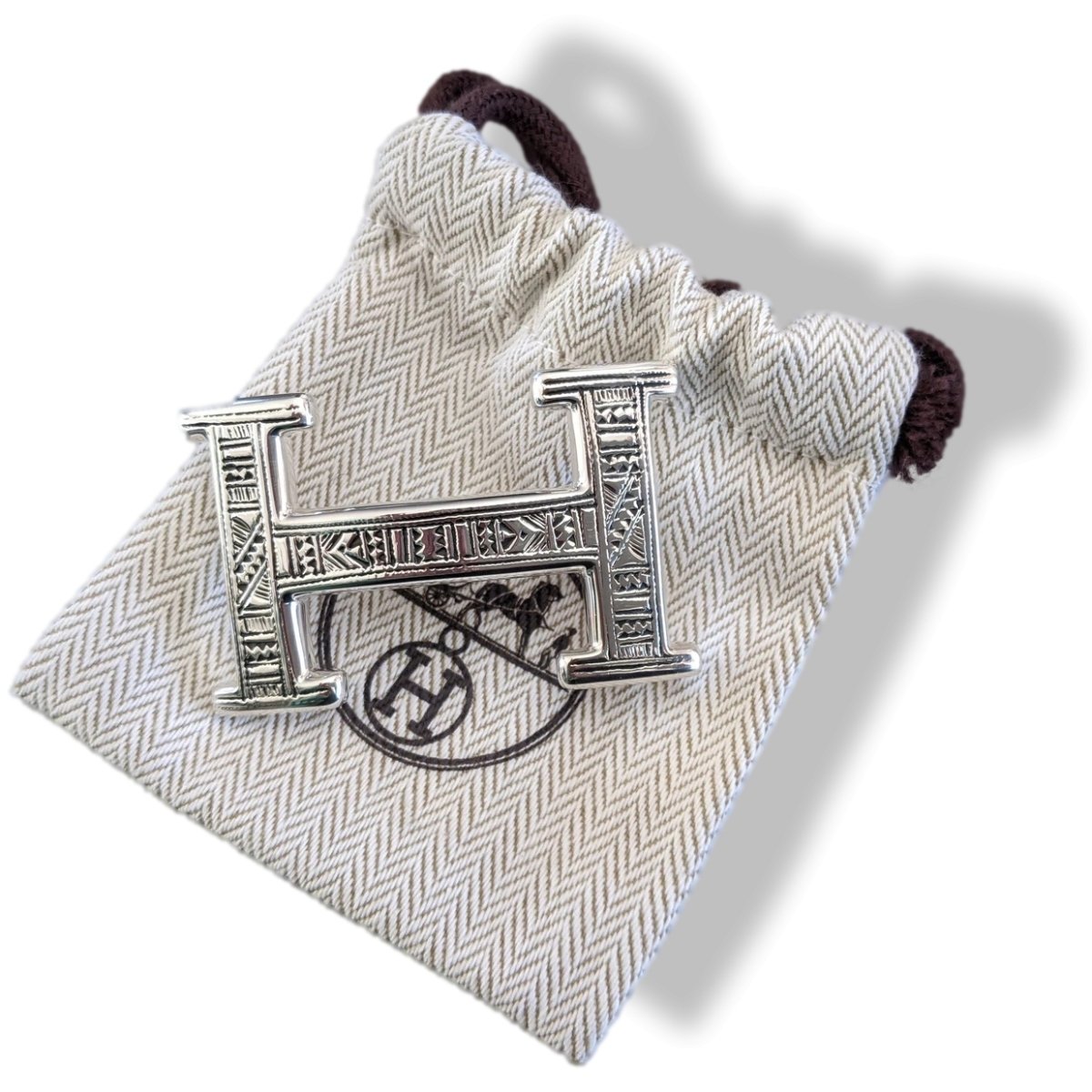 Hermes AG Sterling Silver 925 TOUAREG H Belt Buckle H 32 mm, New in Pochette!
