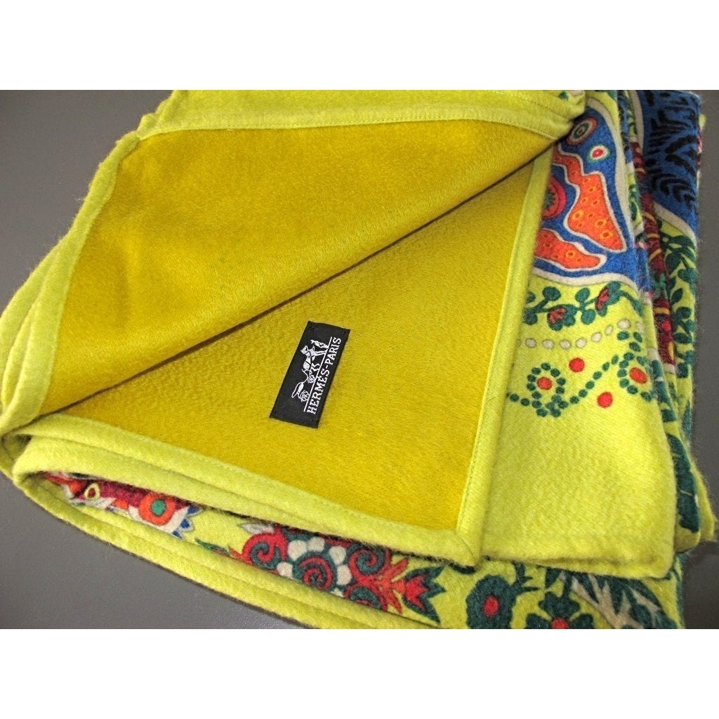 Hermes Anis Arbre de Vie 94% Cashmere Blanket Plaid GM