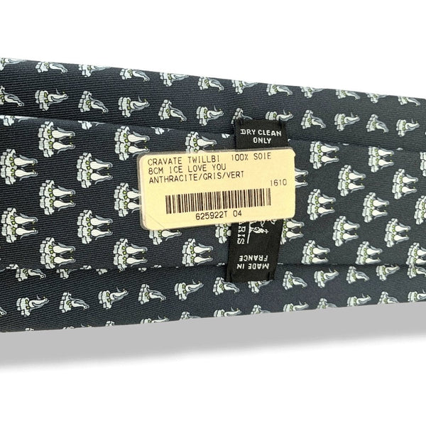 Hermes Penguins ICE LOVE YOU Silk Tie