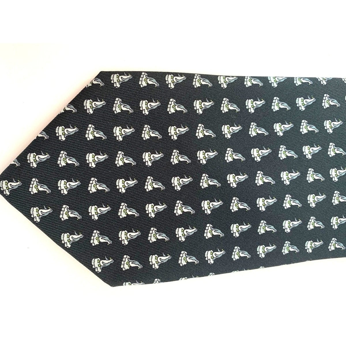 Hermes Anthracite Grey Penguins ICE LOVE YOU TWILLBI Twill Silk Tie, NWT in Pochette! - poupishop