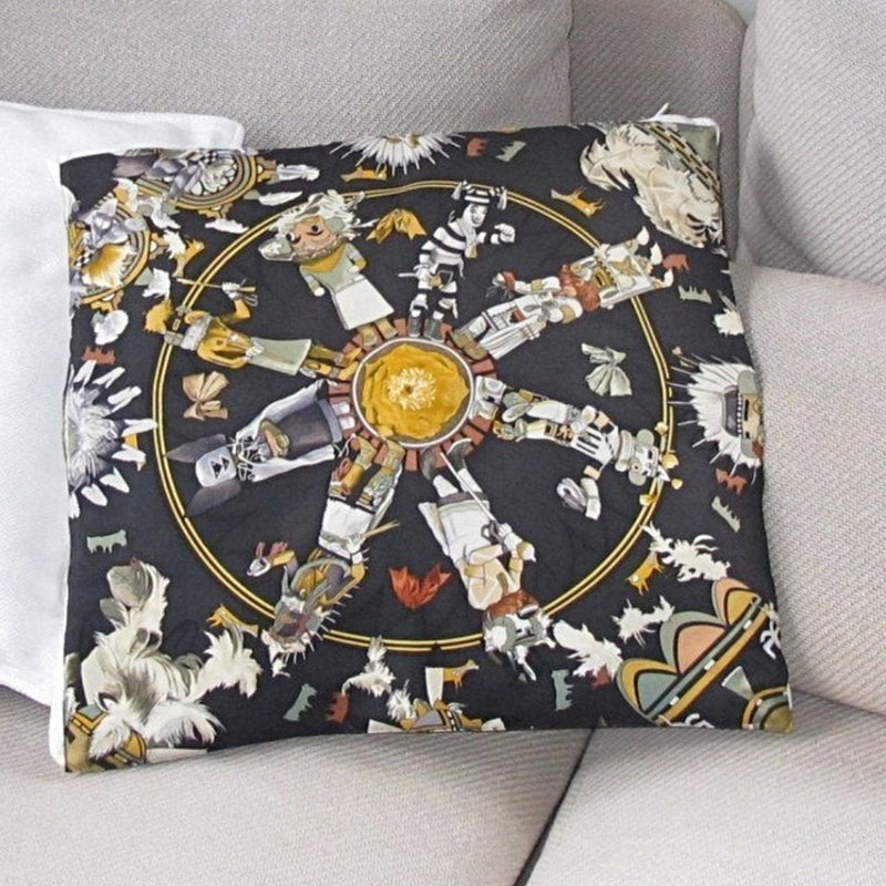 Hermes Anthracite Kachinas by Kermit Oliver Original Hermes Pillow Cover