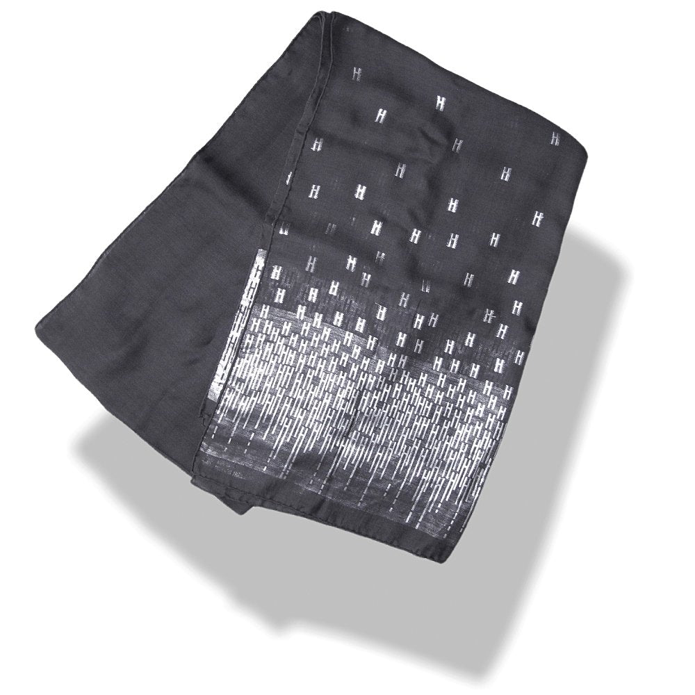 Hermes Anthracite & Silver HART DECO Cashmere Silk Stole, Rare, Grail! - poupishop