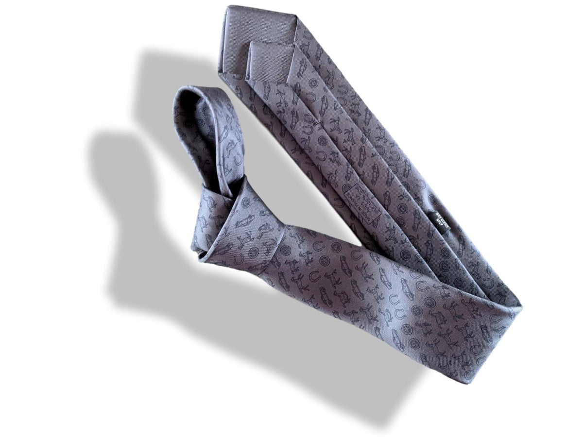 Hermes Anthracite/Noir HORSE POWER Twill Silk Tie 7 cm, BNWT!