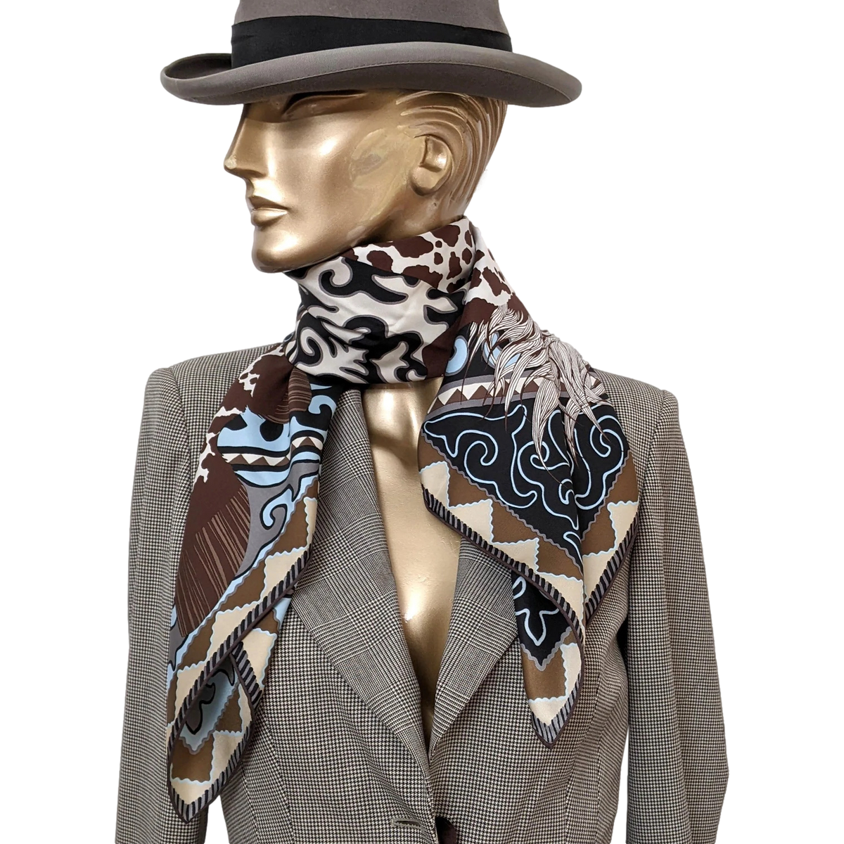 Hermes 2017 Naturel/Marron/Ciel "Appaloosa des Steppes" by Alice Shirley Twill Silk 90cm