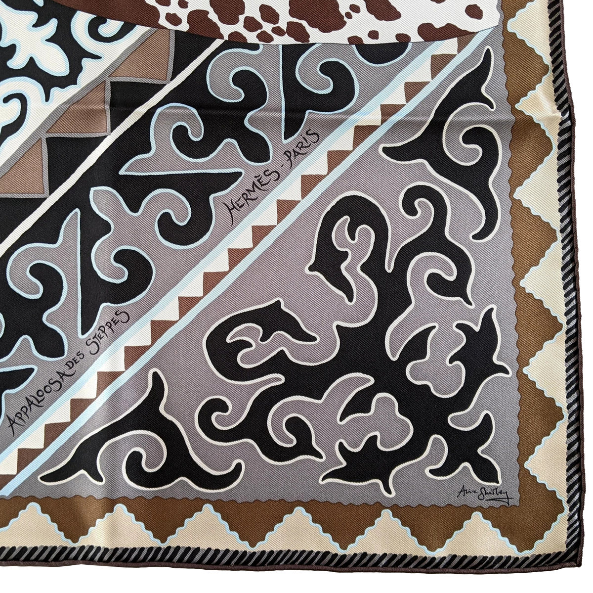 Hermes 2017 Naturel/Marron/Ciel "Appaloosa des Steppes" by Alice Shirley Twill Silk 90cm