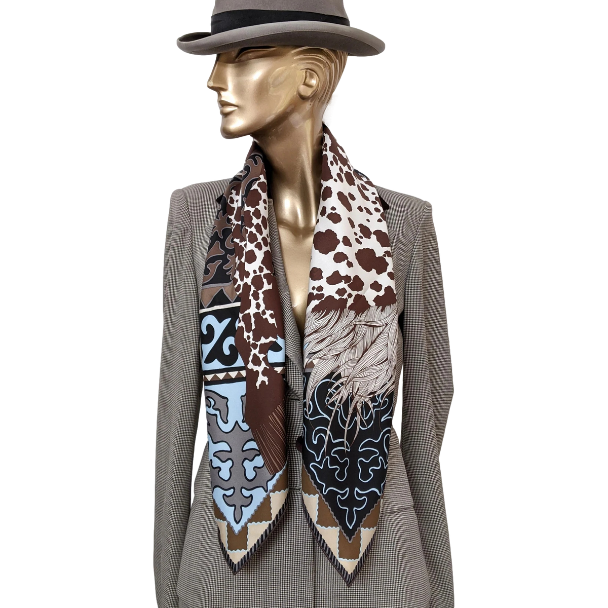 Hermes 2017 Naturel/Marron/Ciel "Appaloosa des Steppes" by Alice Shirley Twill Silk 90cm