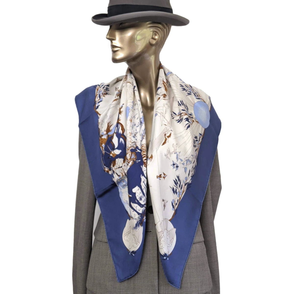Hermes 2000 Bleu/Blanc "Apres le Deluge" by Zoe Pauwels Twill 90cm