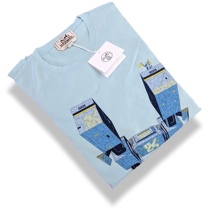 Hermes Aqua 100% Cotton Odyssee Crewneck T-Shirt Size S, Pur luxe, BNWT!