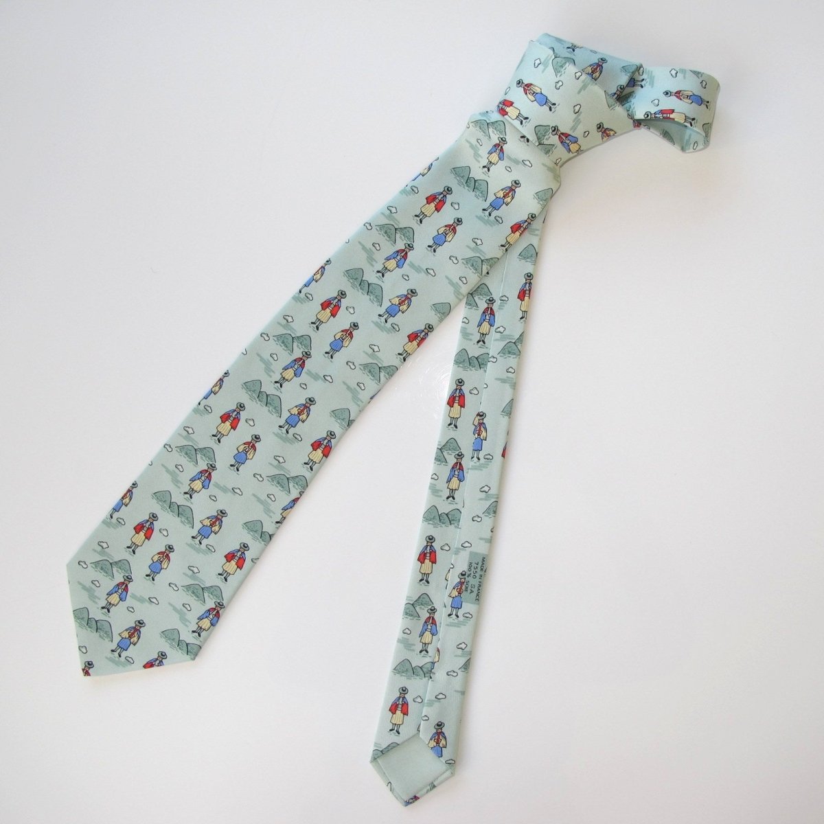 Hermes tie Peru Aqua Peruvians Printed silk
