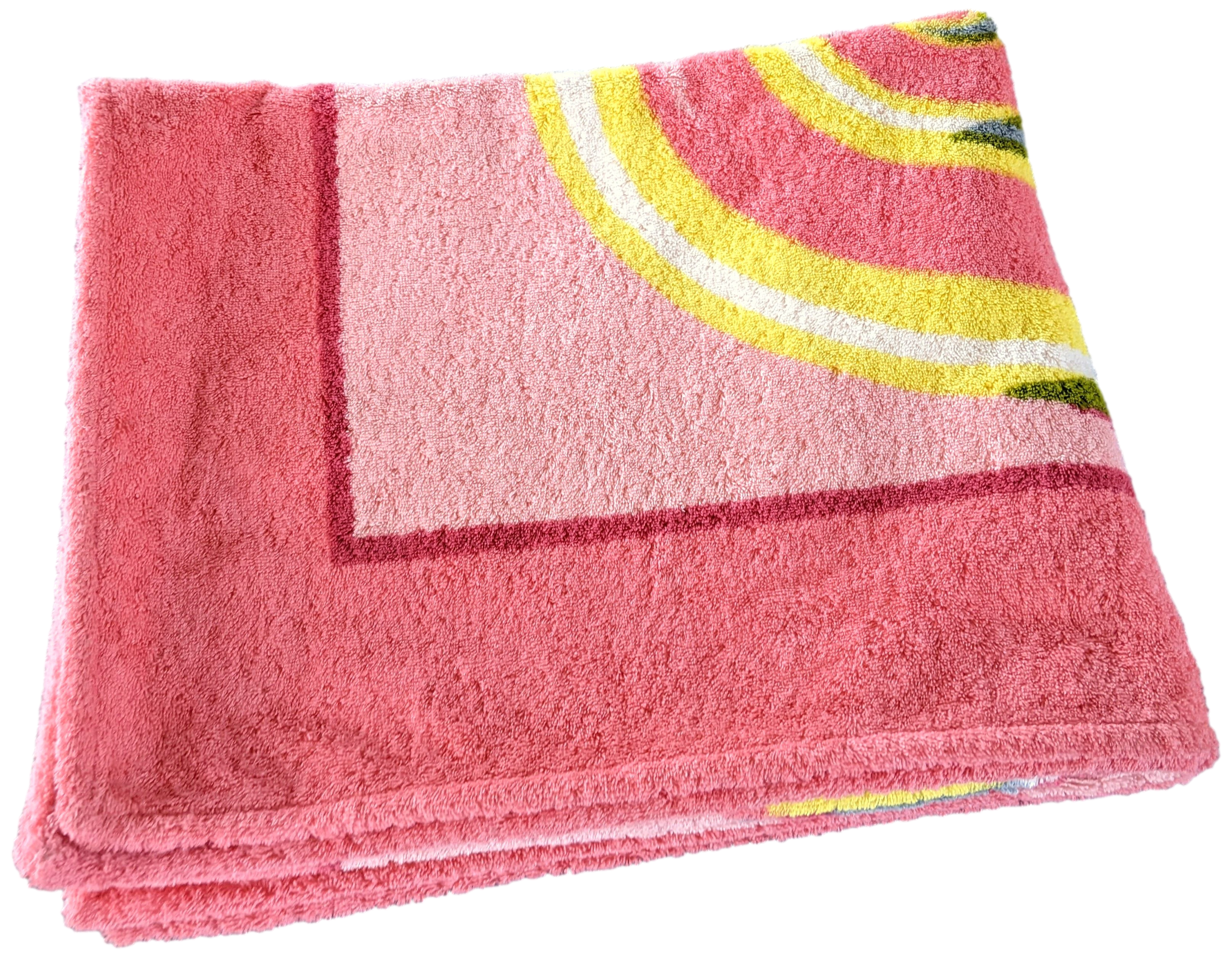 Hermes Rose/Jaune "Arabesques" Tapis de Plage Terry Beach Towel 150 x 90 cm
