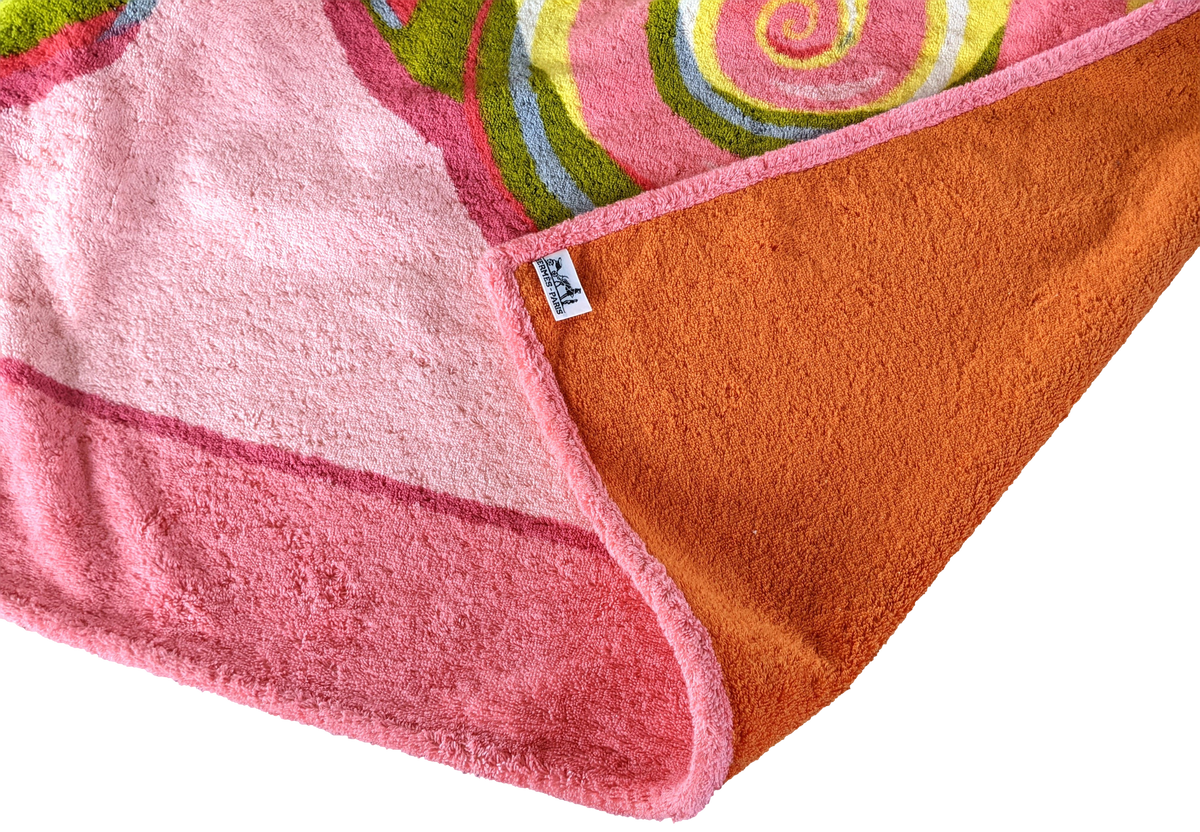 Hermes Rose/Jaune "Arabesques" Tapis de Plage Terry Beach Towel 150 x 90 cm