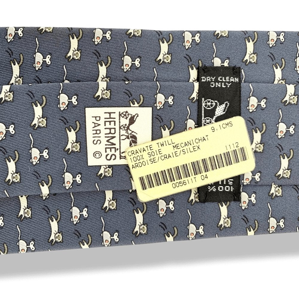 Hermes MECHANICHAT Twill Silk Tie