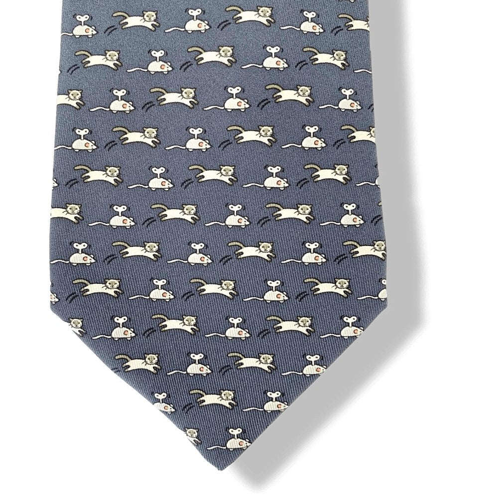 Hermes MECHANICHAT Twill Silk Tie