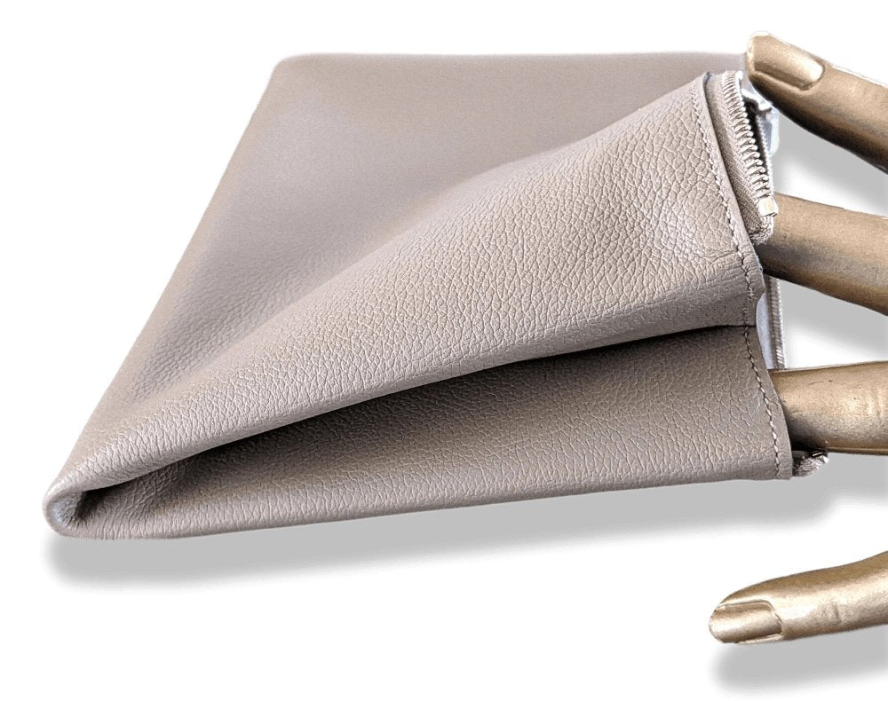 Hermes Asphalt Grey/Indigo Blue Evercolor Calfskin TROUSSE ATOUT GM For Everything Bag Pochette, BNWTIB!