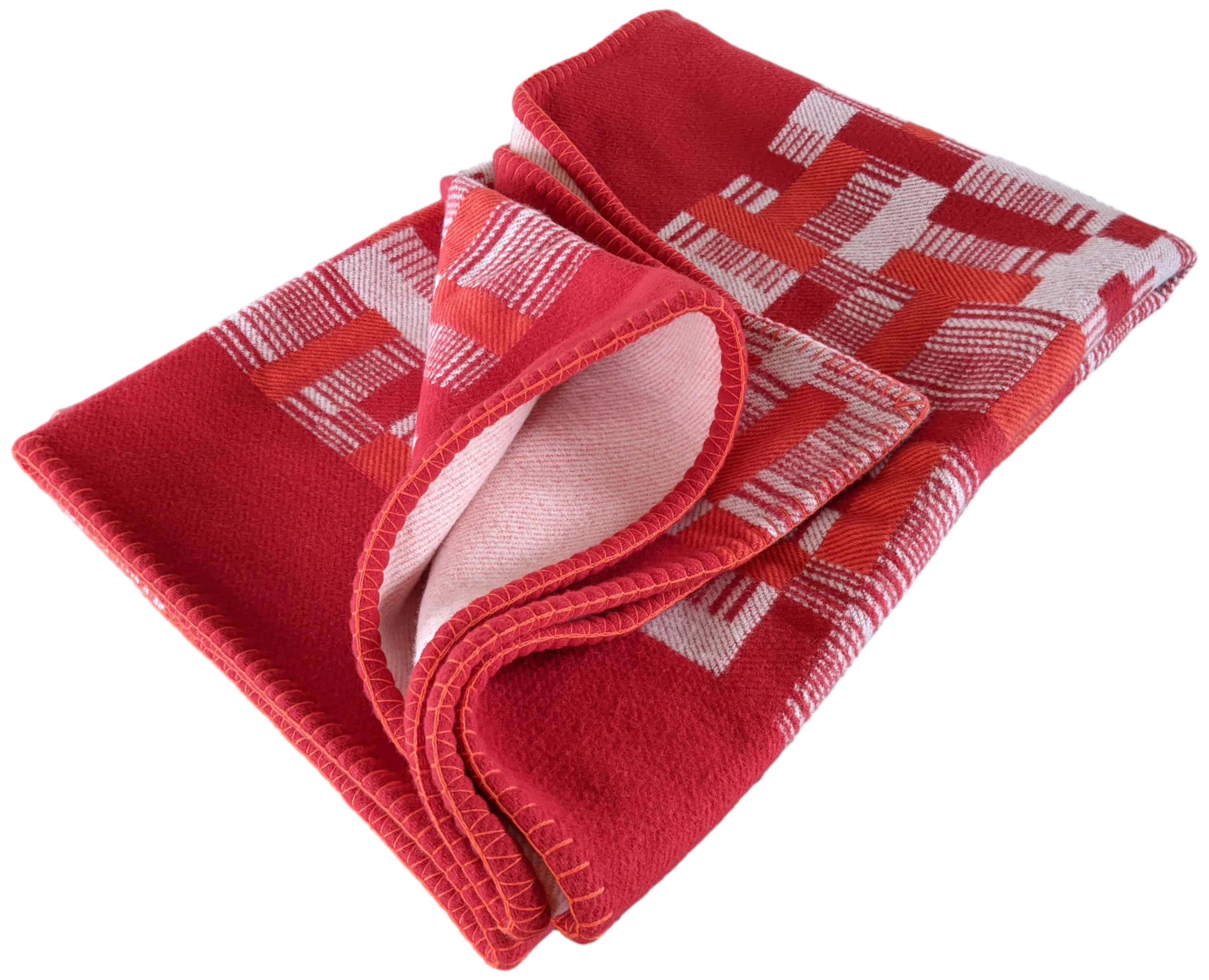 Hermes Tangerine Carmin "Avalon Paper Blok" Plaid 140 x 180 cm
