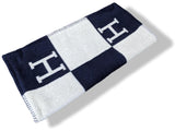 Hermes [H5] Home Navy/Ecru Wool/Cashmere AVALON Pillow REMOVABLE COVER GM Large model, New!