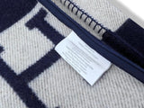 Hermes [H5] Home Navy/Ecru Wool/Cashmere AVALON Pillow REMOVABLE COVER GM Large model, New!