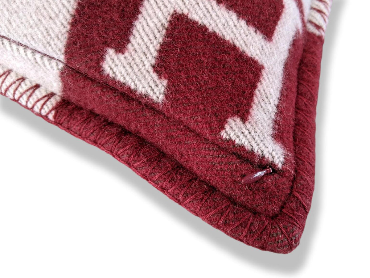 Hermes [H6] Home Red/Ecru Wool/Cashmere AVALON Pillow PM Small Model