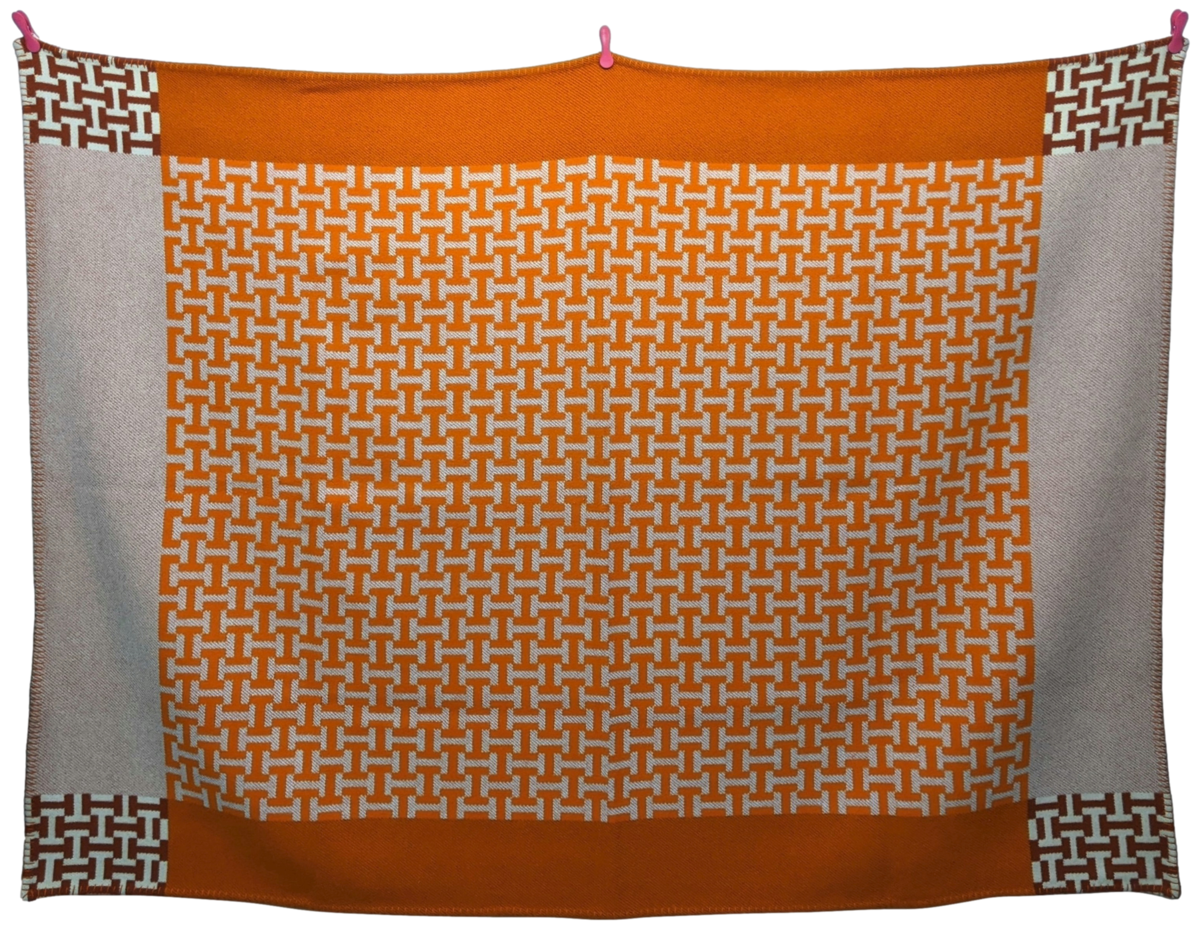 Hermes Orange "Avalon Terre d'H" Plaid 135 x 170 cm