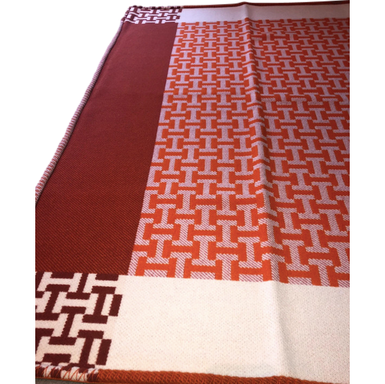 Hermes Orange "Avalon Terre d'H" Plaid 135 x 170 cm