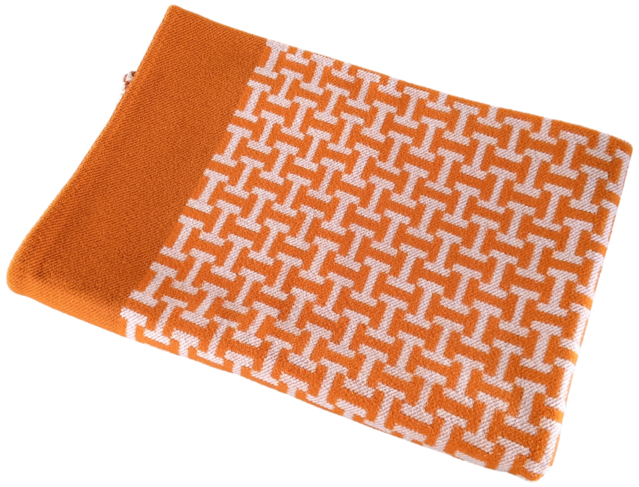 Hermes Orange "Avalon Terre d'H" Plaid 135 x 170 cm