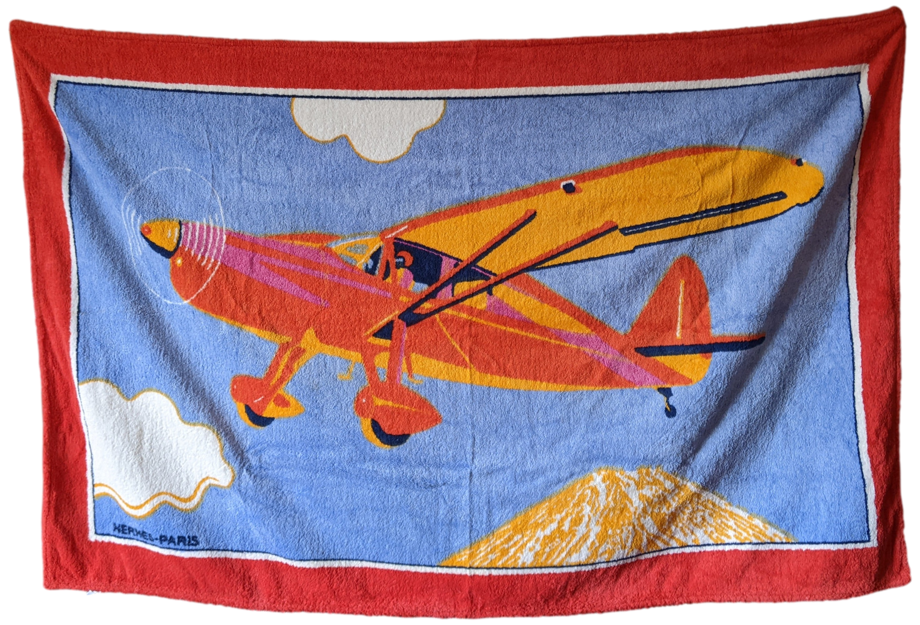 Hermes Vintage "Avion" Tapis de Plage Terry Beach Towel 90 x 150 cm