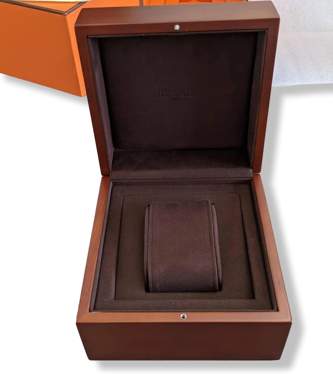 Hermes B02 Luxurious Precious Mahogany Wood Watch Box, Impressive Model, New!