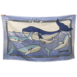 Hermes Vintage Bleu dégradé/Bleu/Blanc "Baleines" Whales Beach Towel 90 x 150 cm