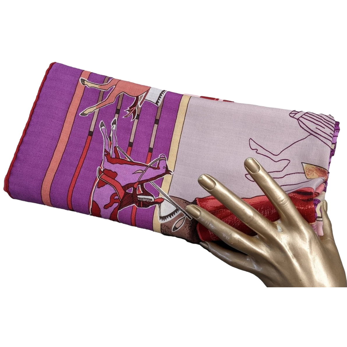 Hermes 2009 Rose/Fuchsia/Beige Carre en Carres by Bali Barret Concept Cashmere Shawl 140