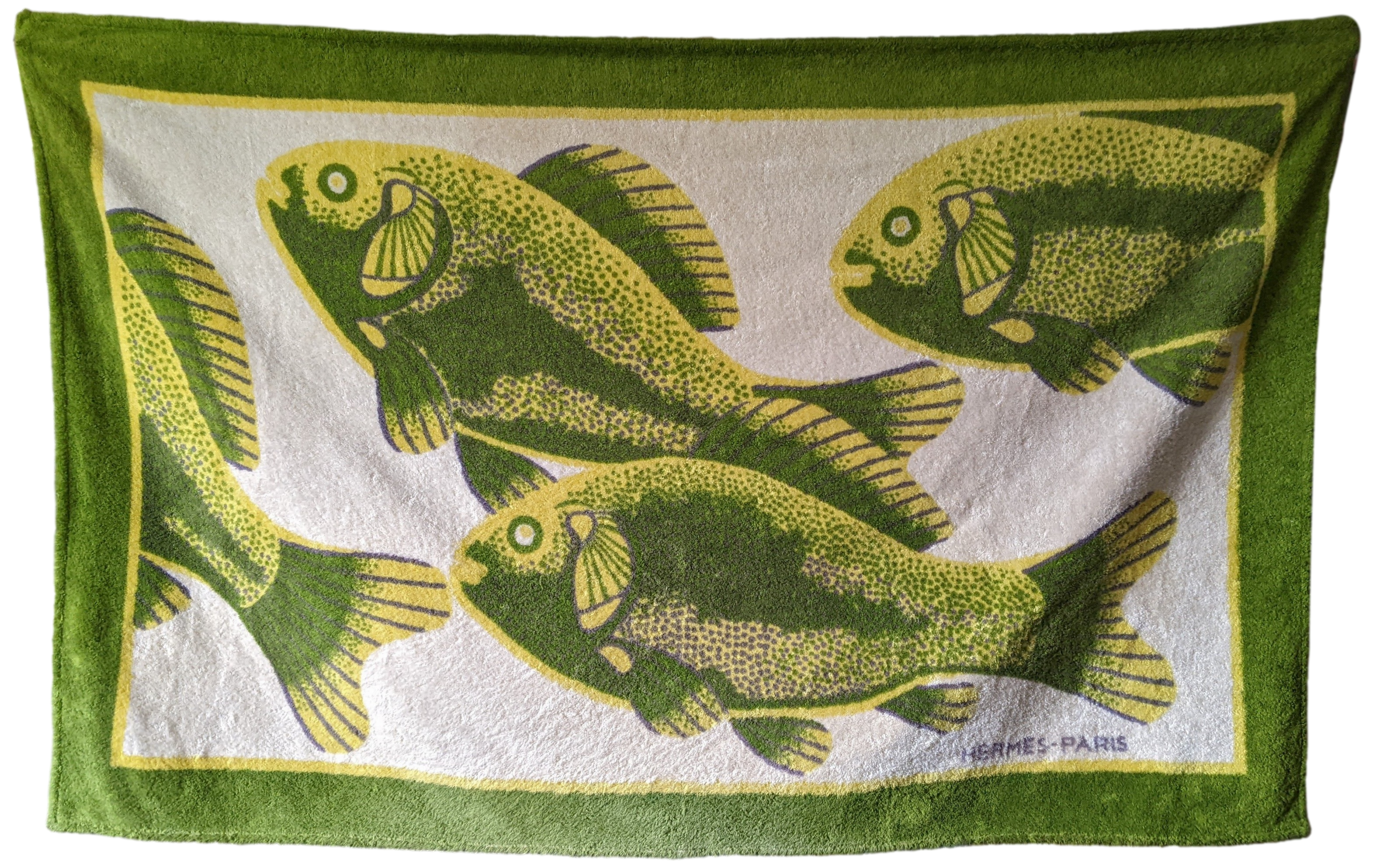 Produits Hermes Vintage Green "Bali" Terry Beach Towel GM 90 x 150 cm