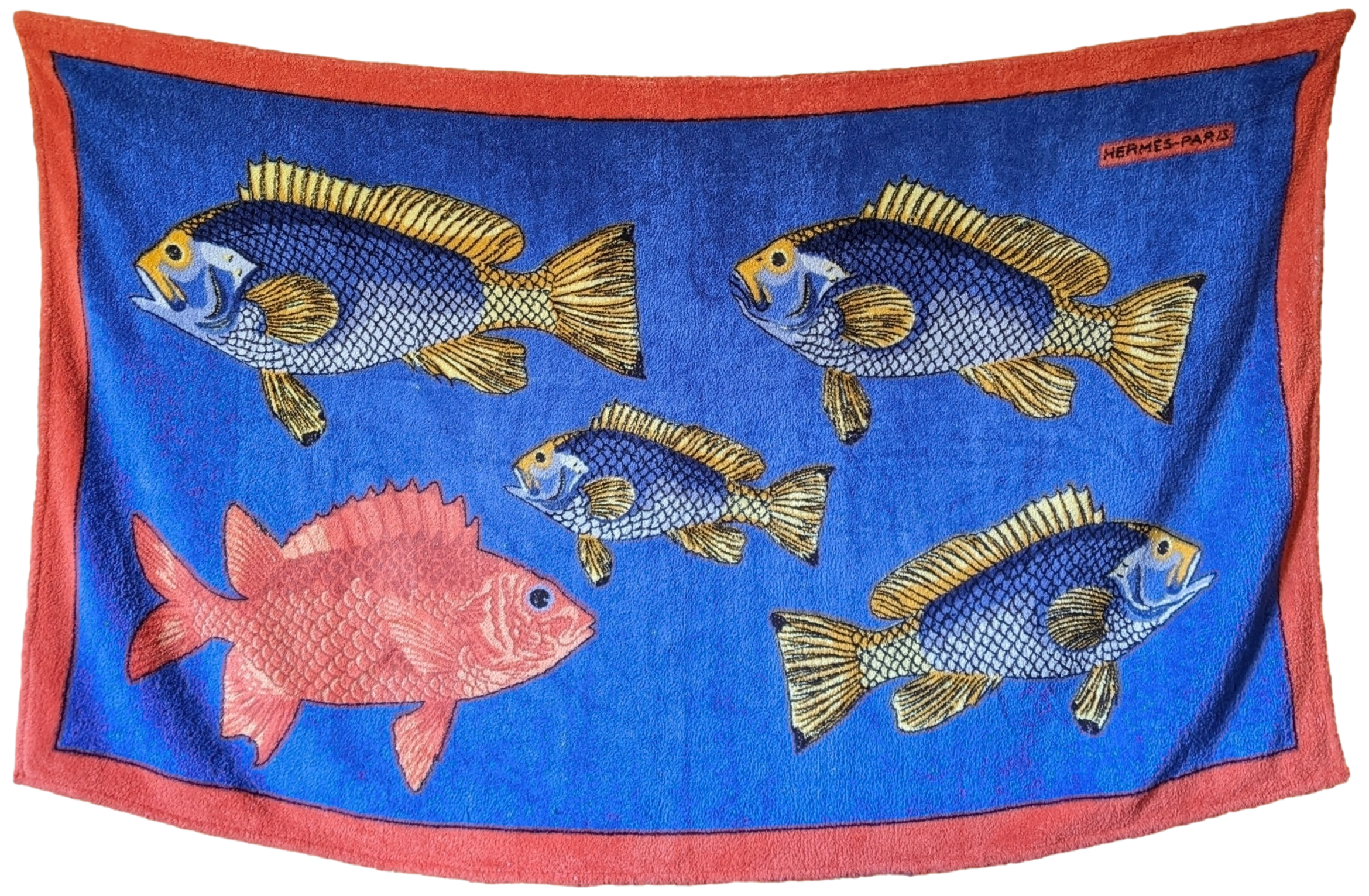 HERMES Bleu/Rouge BALI 1 Terry Beach Towel 90 x 150 cm