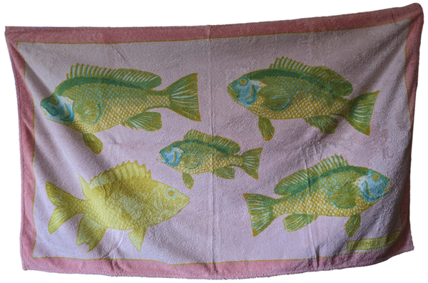 Hermes Rose "Bali" Fishes Tapis de Plage Terry Beach Towel GM 90 x 150 cm