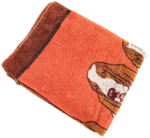 Produits Hermes Chocolat/Orange Vintage "Basset Hound" Beach Towel 150 x 90 cm
