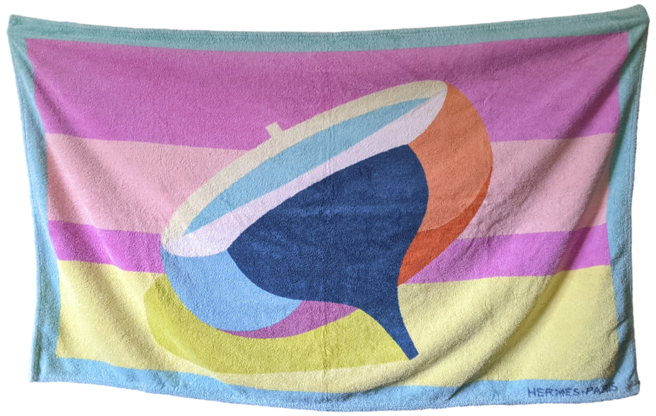 Produits Hermes Multi "Bateau" Tapis de Plage Terry Beach Towel GM 90 x 150 cm