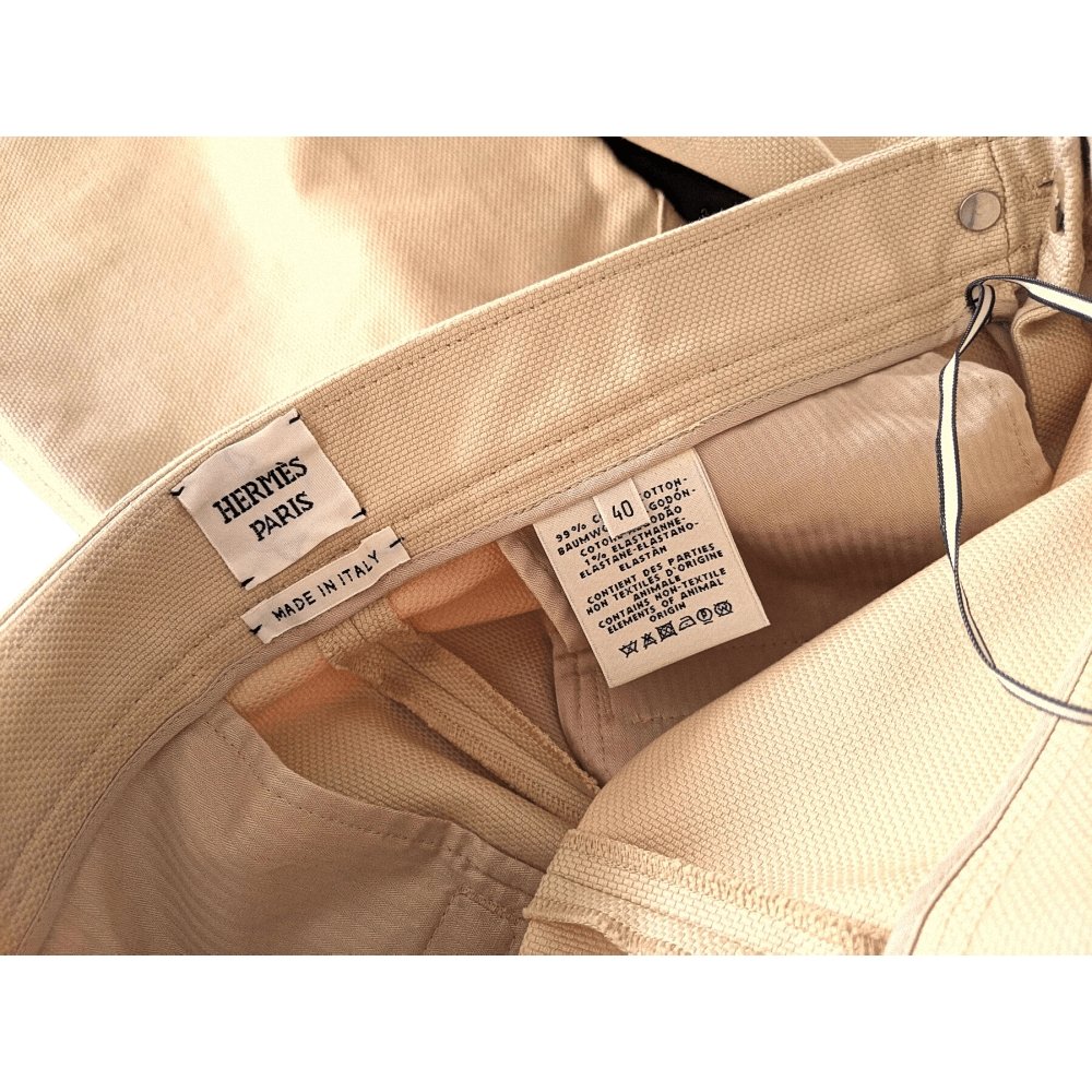 Hermes Beige Silice PANTALON ESPRIT JODHPUR Stretch Cotton Woman Pants, BNWT!