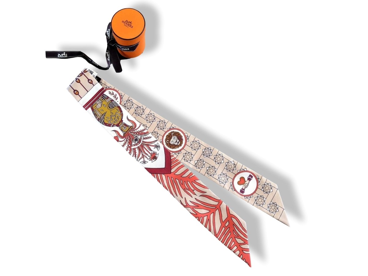 Hermes Beige/Corail/Brun LA DANSE DES AMAZONES Twilly, BNIB!